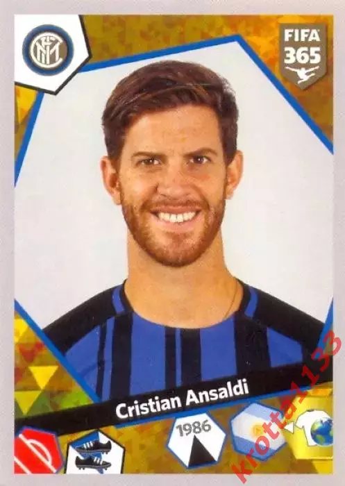 Наклейка #E28 Cristian Ansaldi для альбома PANINI FIFA 365: 2017-2018