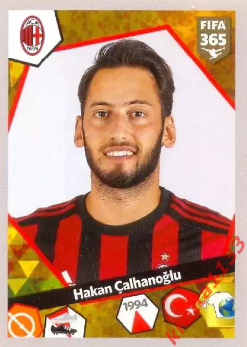 Наклейка #E55 Hakan Calhanoglu для альбома PANINI FIFA 365: 2017-2018