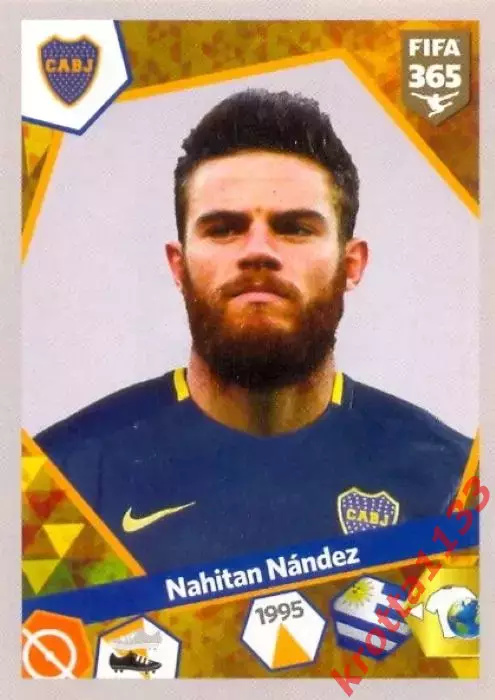Наклейка #36 Nahitan Nandez для альбома PANINI FIFA 365: 2017-2018
