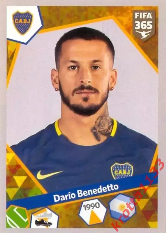 Наклейка #42 Dario Benedetto для альбома PANINI FIFA 365: 2017-2018
