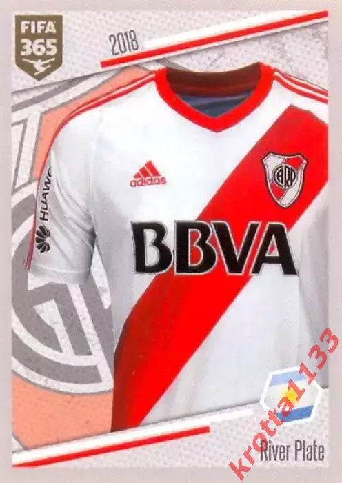 Наклейка #44 River Plate - Shirt для альбома PANINI FIFA 365: 2017-2018