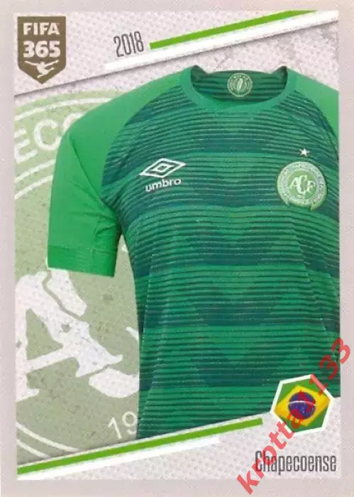 Наклейка #64 Chapecoense - Shirt для альбома PANINI FIFA 365: 2017-2018