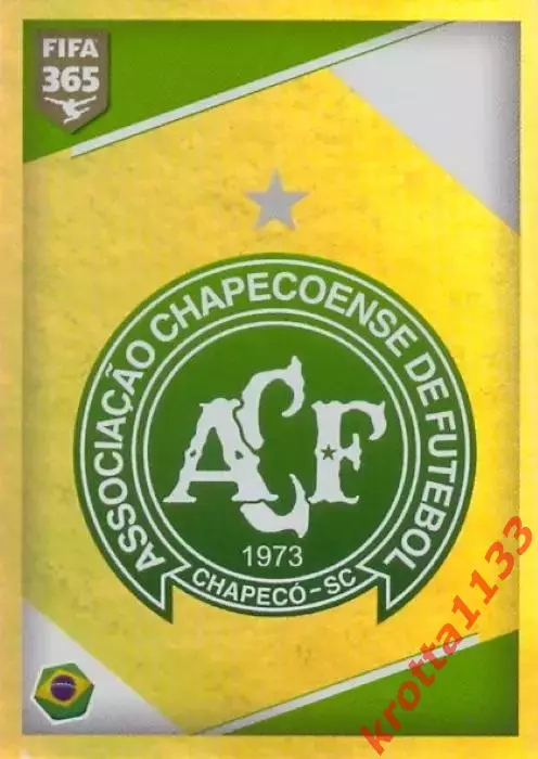 Наклейка #65 Chapecoense - Logo для альбома PANINI FIFA 365: 2017-2018