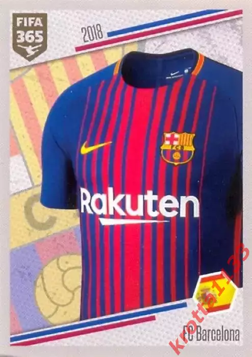 Наклейка #173 FC Barcelona - Shirt для альбома PANINI FIFA 365: 2017-2018