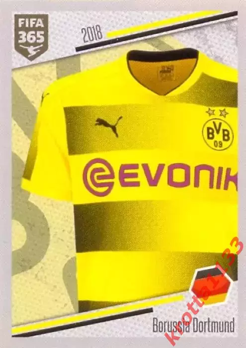 Наклейка #283 Borussia Dortmund - Shirt для альбома PANINI FIFA 365: 2017-2018
