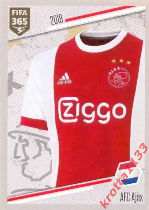 Наклейка #417 AFC Ajax - Shirt для альбома PANINI FIFA 365: 2017-2018