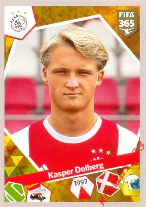 Наклейка #435 Kasper Dolberg для альбома PANINI FIFA 365: 2017-2018