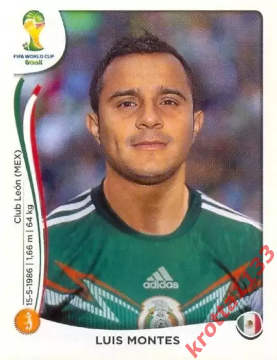 Наклейка #82 Luis Montes для альбома PANINI Чемпионат Мира 2014