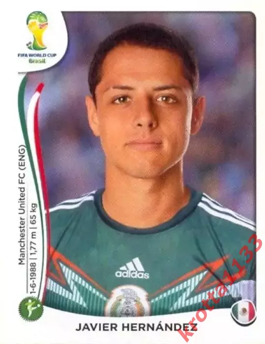 Наклейка #85 Javier Hernandez для альбома PANINI Чемпионат Мира 2014