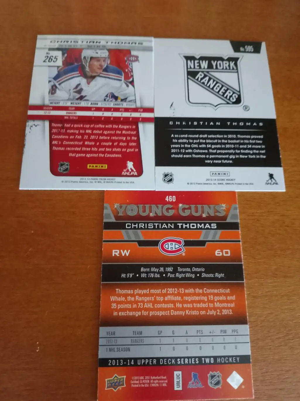 Автографы Кристиан Томас НХЛ 1