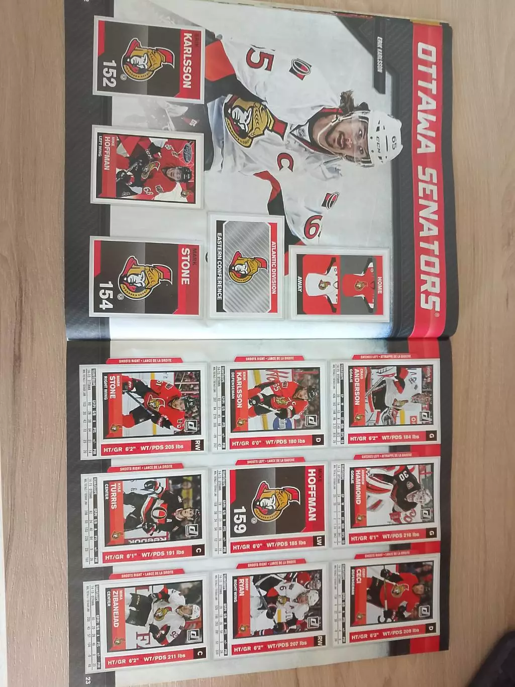 Альбом PANINI NHL 2015-2016 собранный на 79 процентов 2
