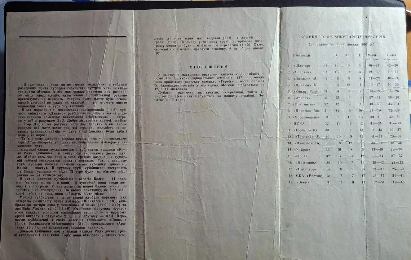 Динамо Київ - Крила Рад 07.11.1967 Дублюючі склади 3