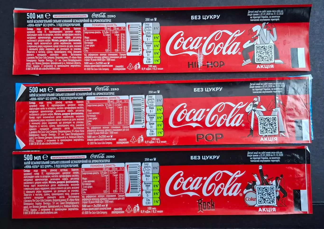 Етикетки Coca - Cola Музика Ем.- 0,5л. (8 шт.) 2