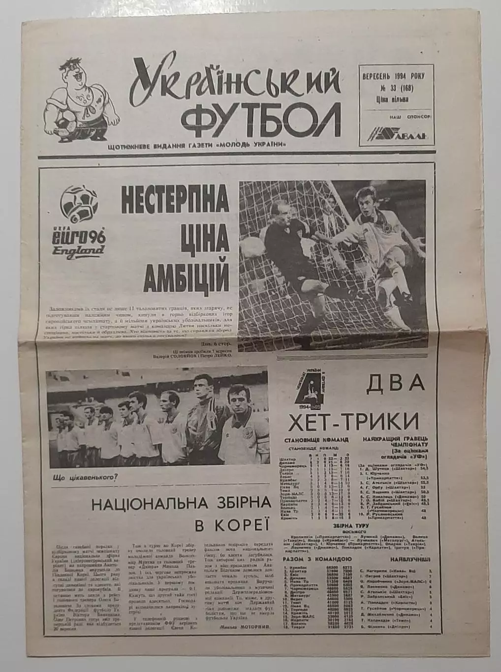 Український футбол # 33 (168) вересень 1994