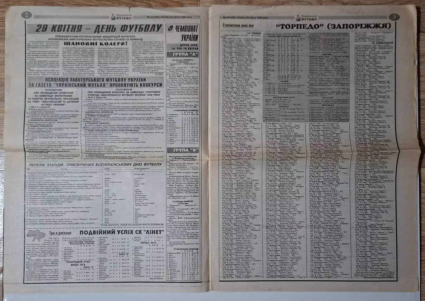 Український футбол #43 (466) 22.04.1999 Баварія Німеччина - Динамо Київ 1/2 ЛЧ 1