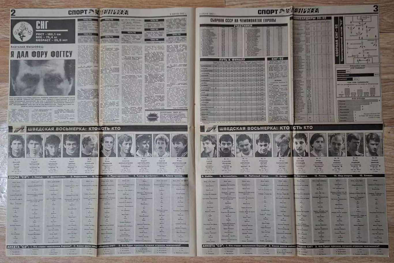 Вирізка з газети Спорт Экспресс #108 (06.06.1992) 1