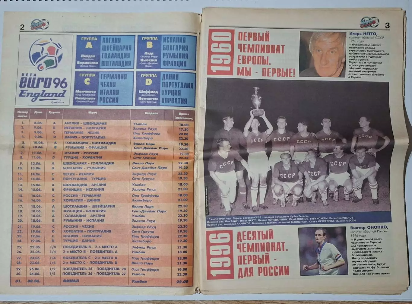 Спецвипуск газети Спорт Экспресс EURO 96 1
