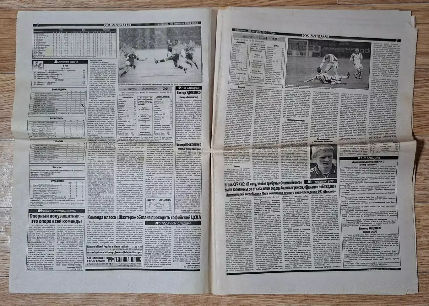 Команда #156 (28.08.2001) Боруссія Д. - Шахтар Донецьк,Йокеріт - ЦСКА Київ 1