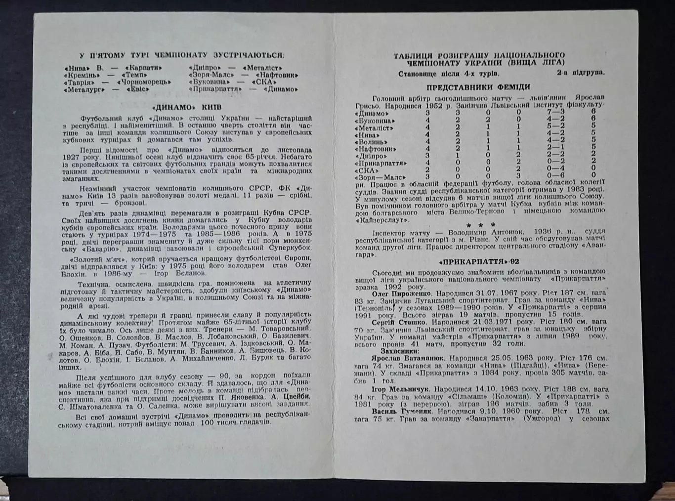 Прикарпаття Івано - Франківськ - Динамо Київ 27.03.1992 1