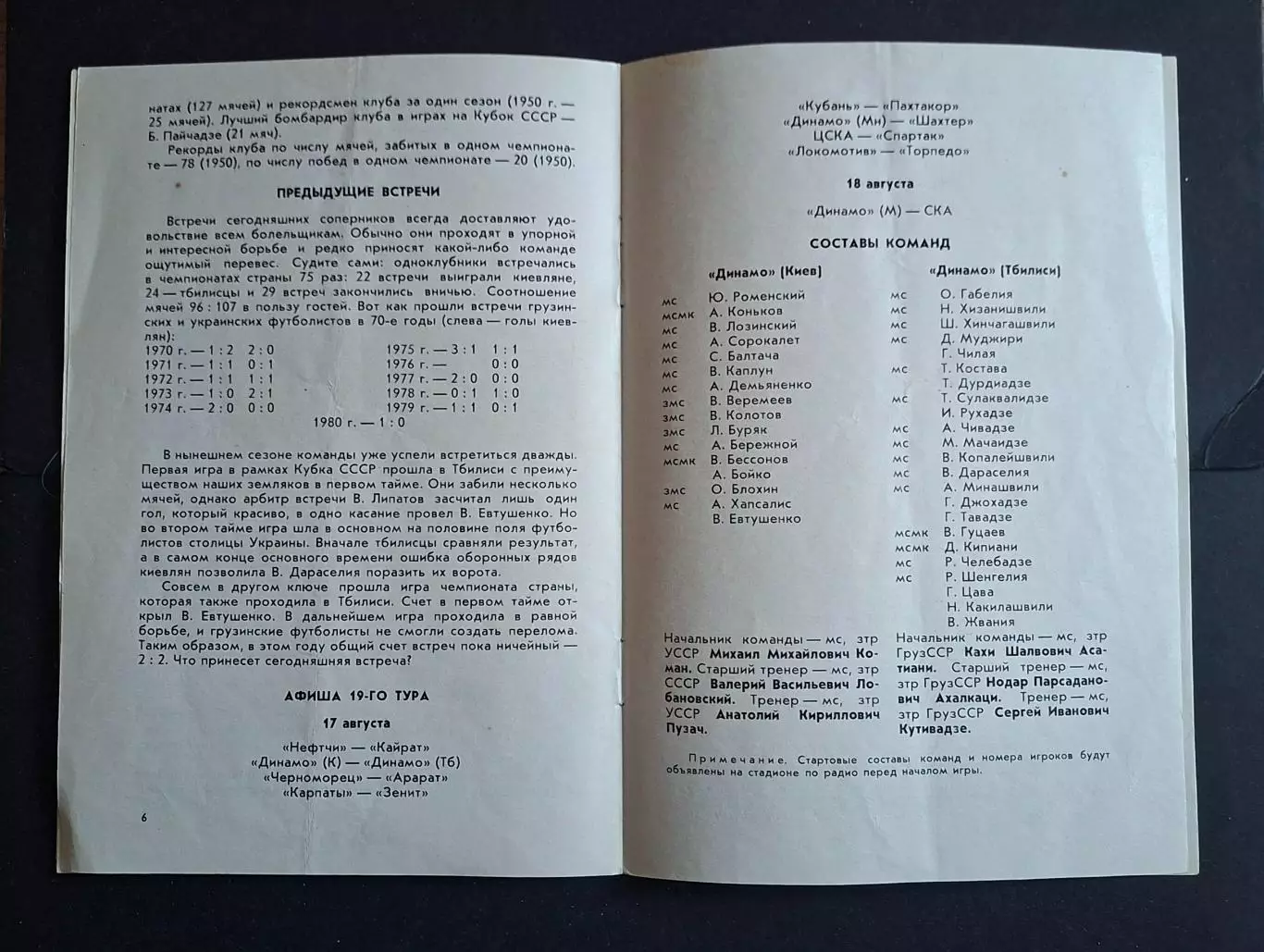 Динамо Київ - Динамо Тбілісі 17.08.1980 4