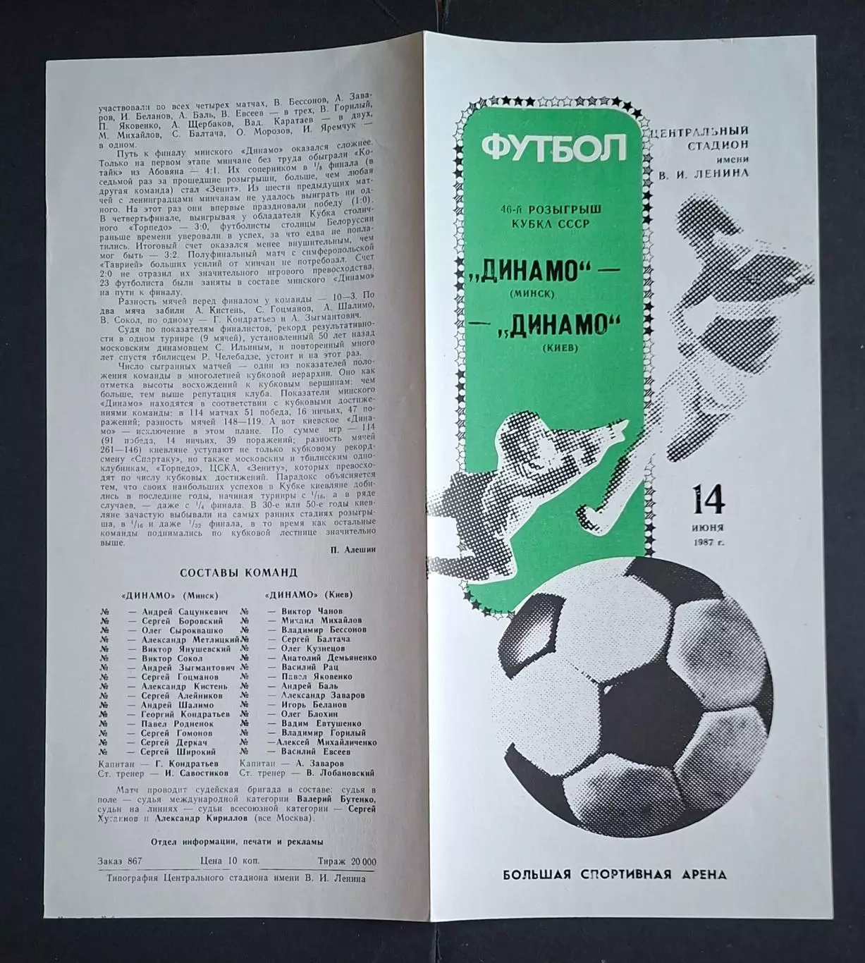 Динамо Мінськ - Динамо Київ 14.06.1987 Фінал Кубку СРСР 1
