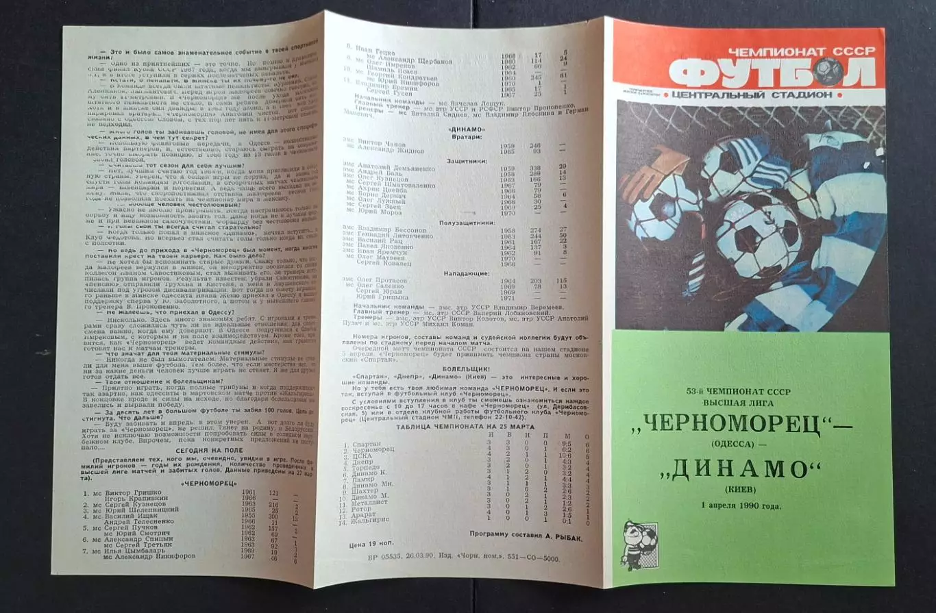 Чорнонорець Одеса - Динамо Київ 01.04.1990 Чемпіонат СРСР 1