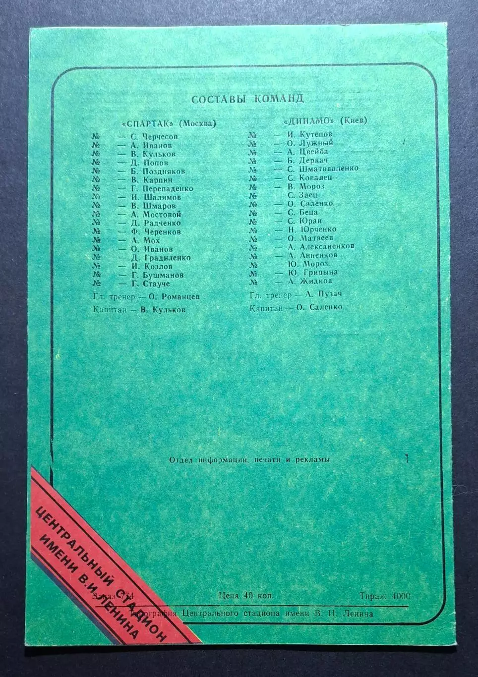 Спартак - Динамо Київ 01.07.1991 Чемпіонат СРСР 1