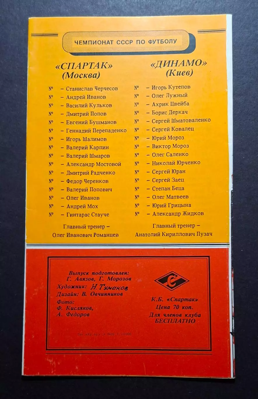 Спартак - Динамо Київ 01.07.1991 Чемпіонат СРСР 1