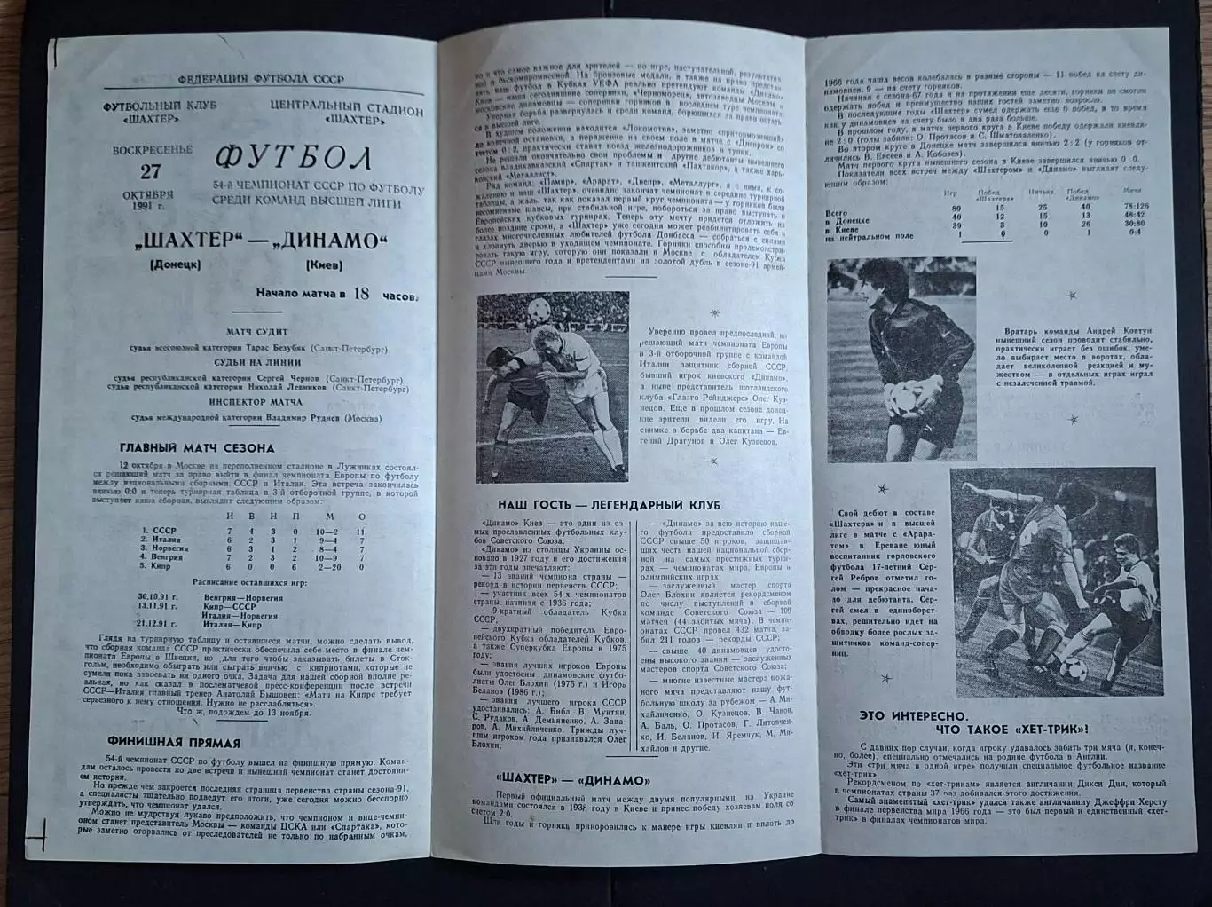 Шахтар Донецьк - Динамо Київ 27.10.1991 Чемпіонат СРСР 2