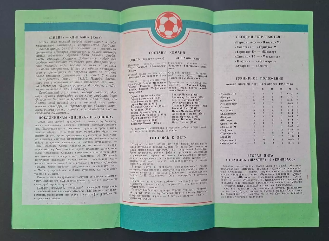 Дніпро Дніпропетровськ - Динамо Київ 06.04.1986 Чемпіонат СРСР 2