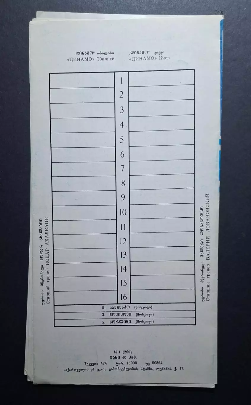 Динамо Тбілісі - Динамо Київ 01.03.1986 Чемпіонат СРСР 1