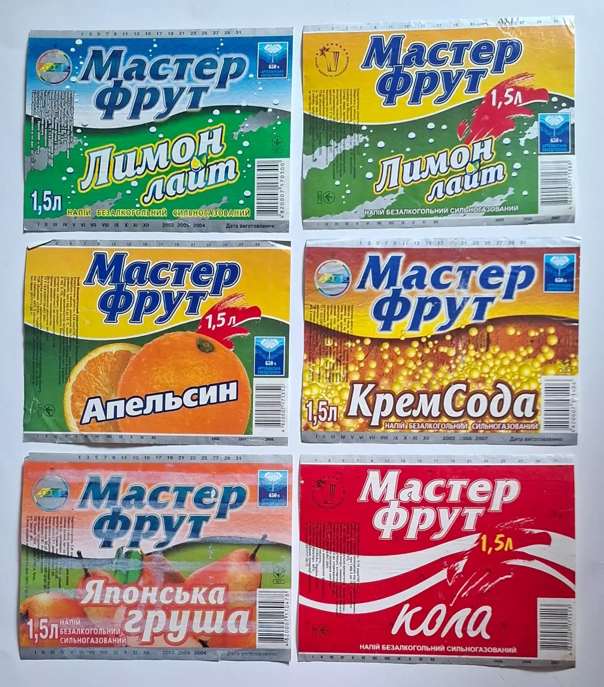 Етикетки від напоїв Мастер Фрут 6 щт.