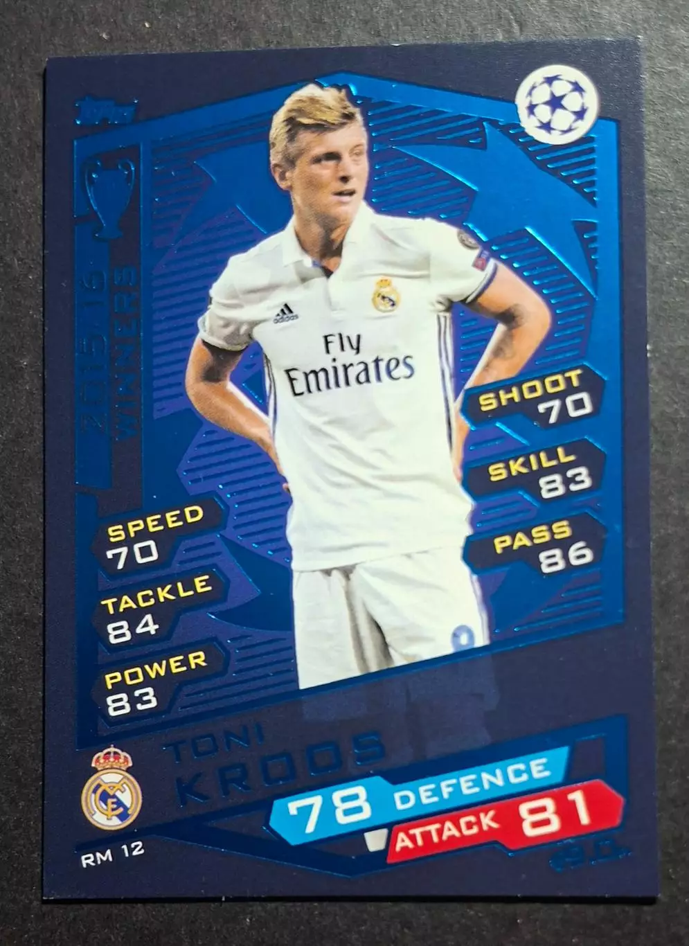 Картка Topps Тоні Кроос Реал Мадрид Ліга Чемпіонів 2016/17