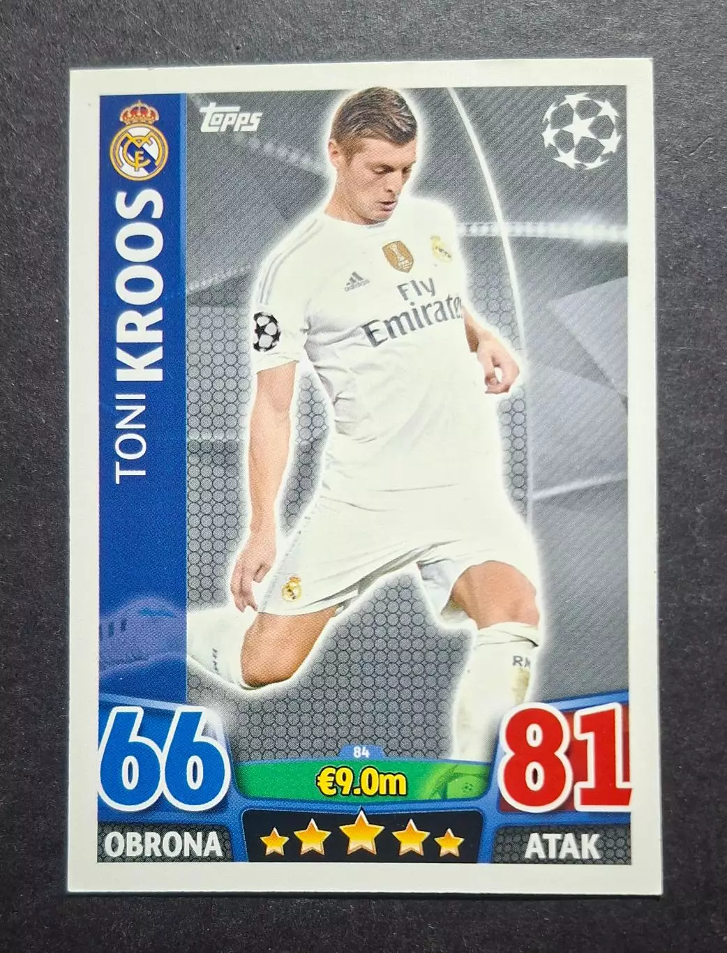 Картка Topps Тоні Кроос Реал Мадрид Ліга Чемпіонів 2015/16