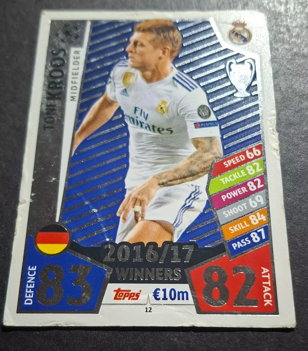 Картка Topps Тоні Кроос Реал Мадрид Ліга Чемпіонів 2017/18 2