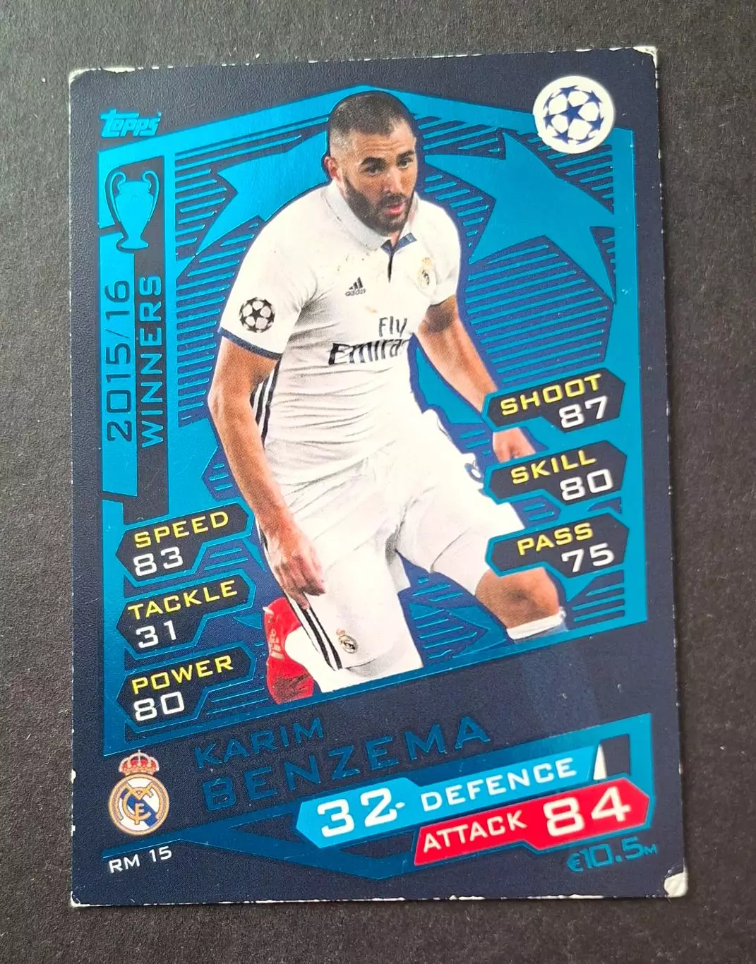 Картка Topps Карім Бензема Реал Мадрид Ліга Чемпіонів 2016/17