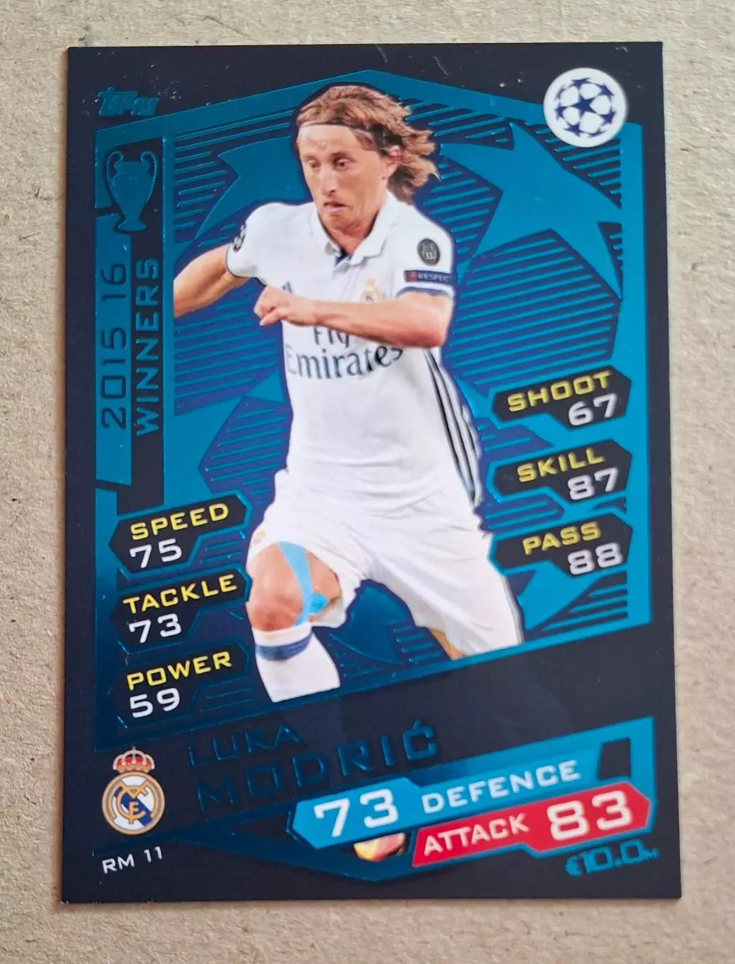 Картка Topps Лука Модрич Реал Мадрид Ліга Чемпіонів 2016/17