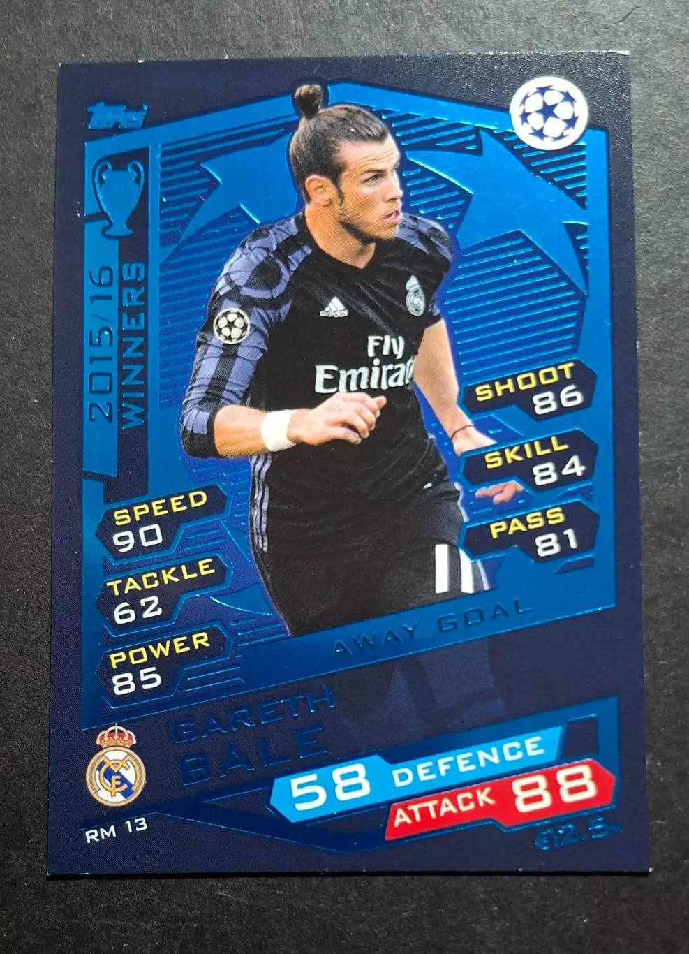 Картка Topps Гарет Бейл Реал Мадрид Ліга Чемпіонів 2016/17