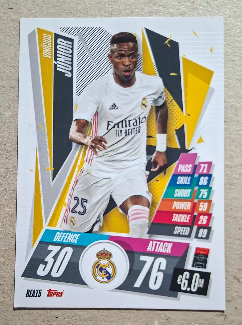 Картка Topps Вінісіус Жуніор Реал Мадрид Ліга Чемпіонів 2020/21