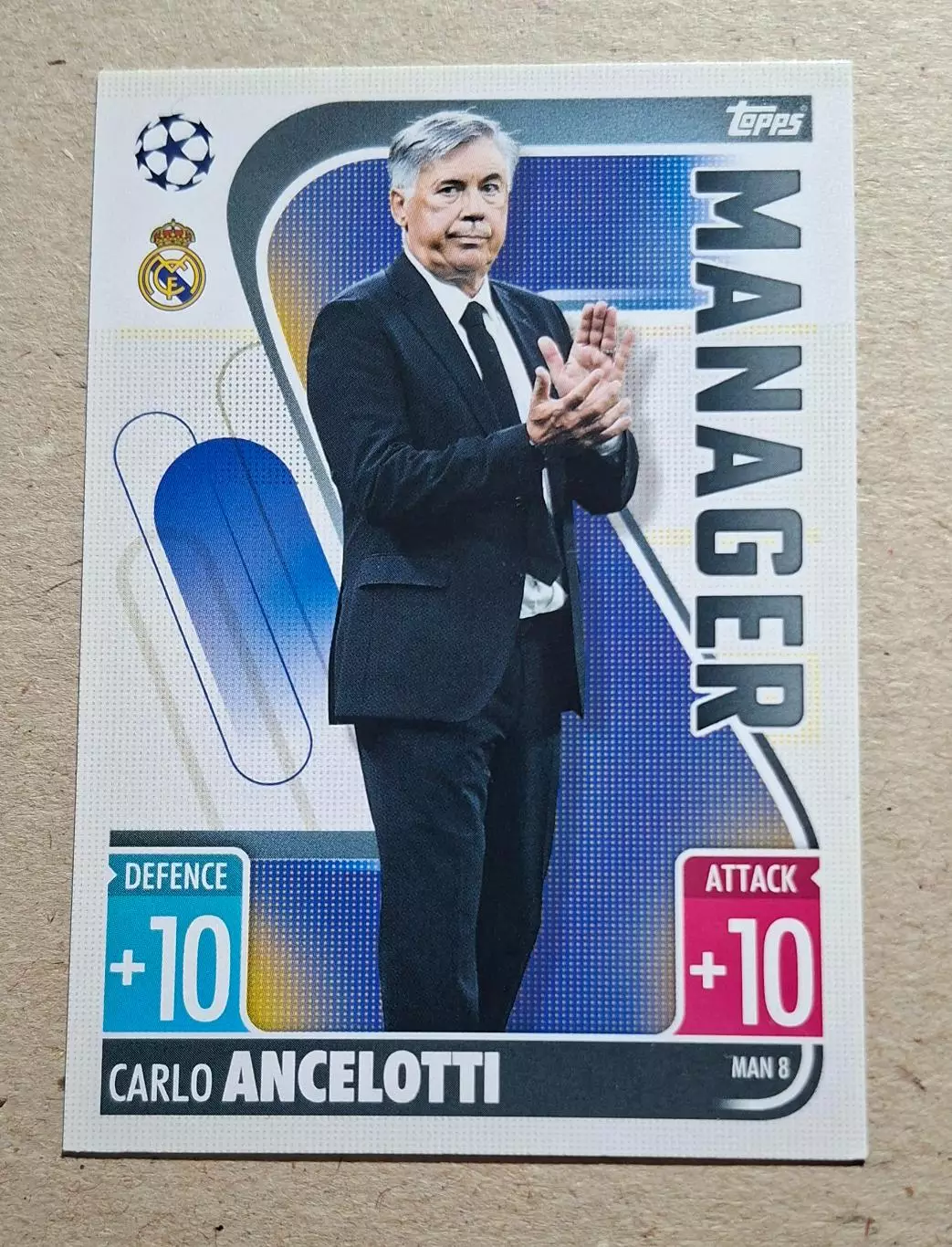 Картка Topps Карло Анчелотті Реал Мадрид Ліга Чемпіонів 2021/22