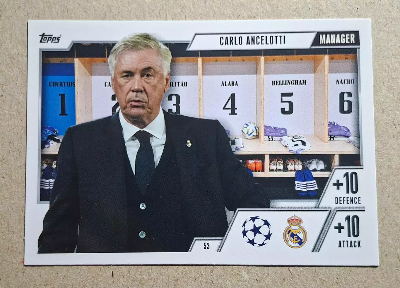 Картка Topps Карло Анчелотті Реал Мадрид Ліга Чемпіонів 2023/24
