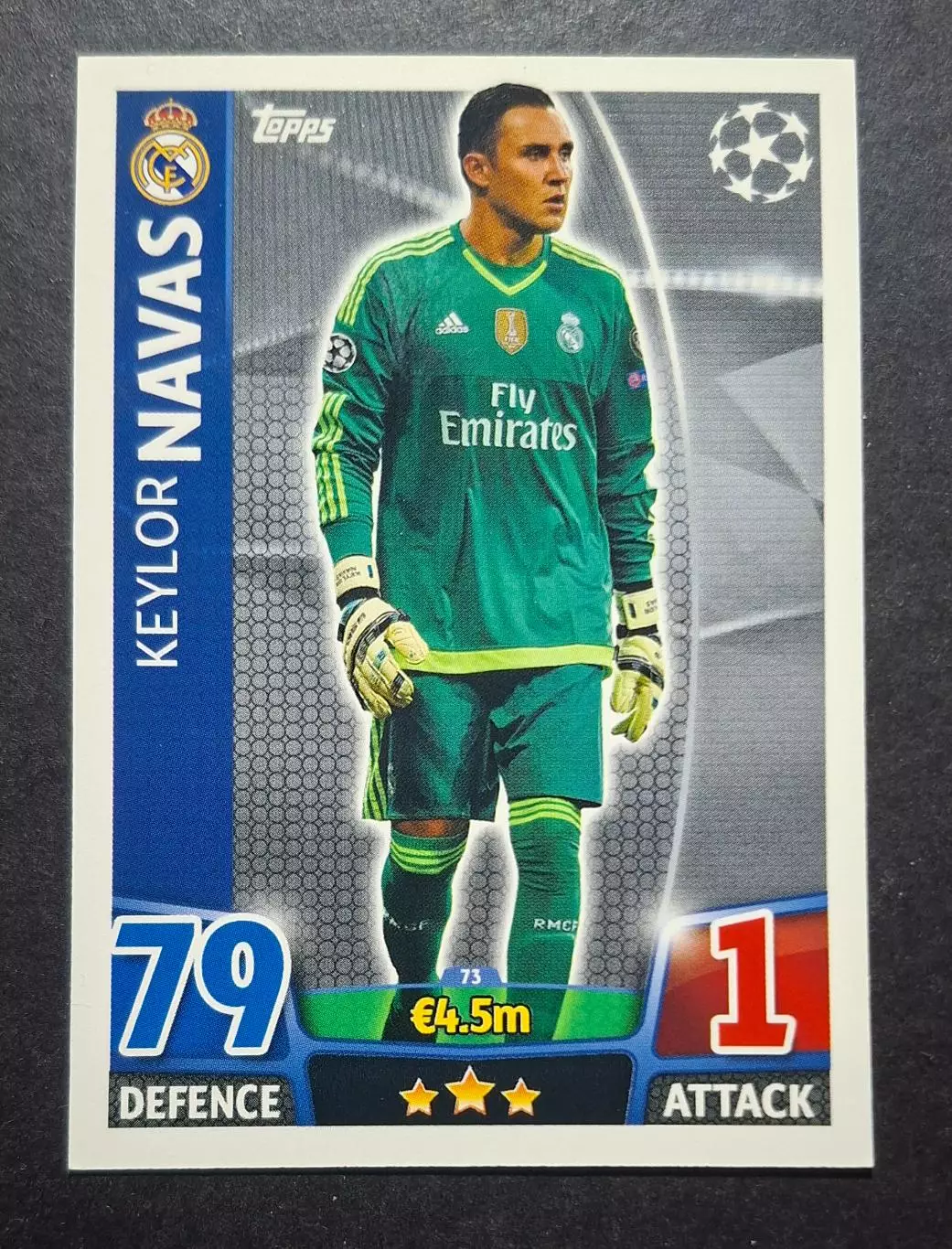 Картка Topps Кейлор Навас Реал Мадрид Ліга Чемпіонів 2015/16