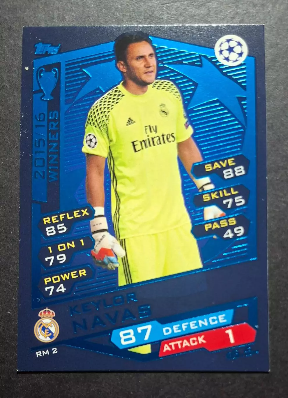Картка Topps Кейлор Навас Реал Мадрид Ліга Чемпіонів 2016/17