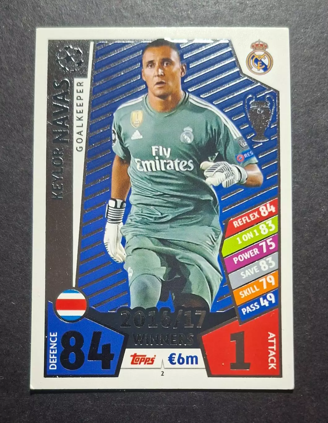 Картка Topps Кейлор Навас Реал Мадрид Ліга Чемпіонів 2017/18
