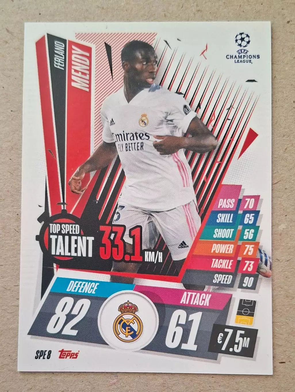 Картка Topps Ferland Mendy/Ферлан Менді Реал Мадрид Ліга Чемпіонів 2020/21