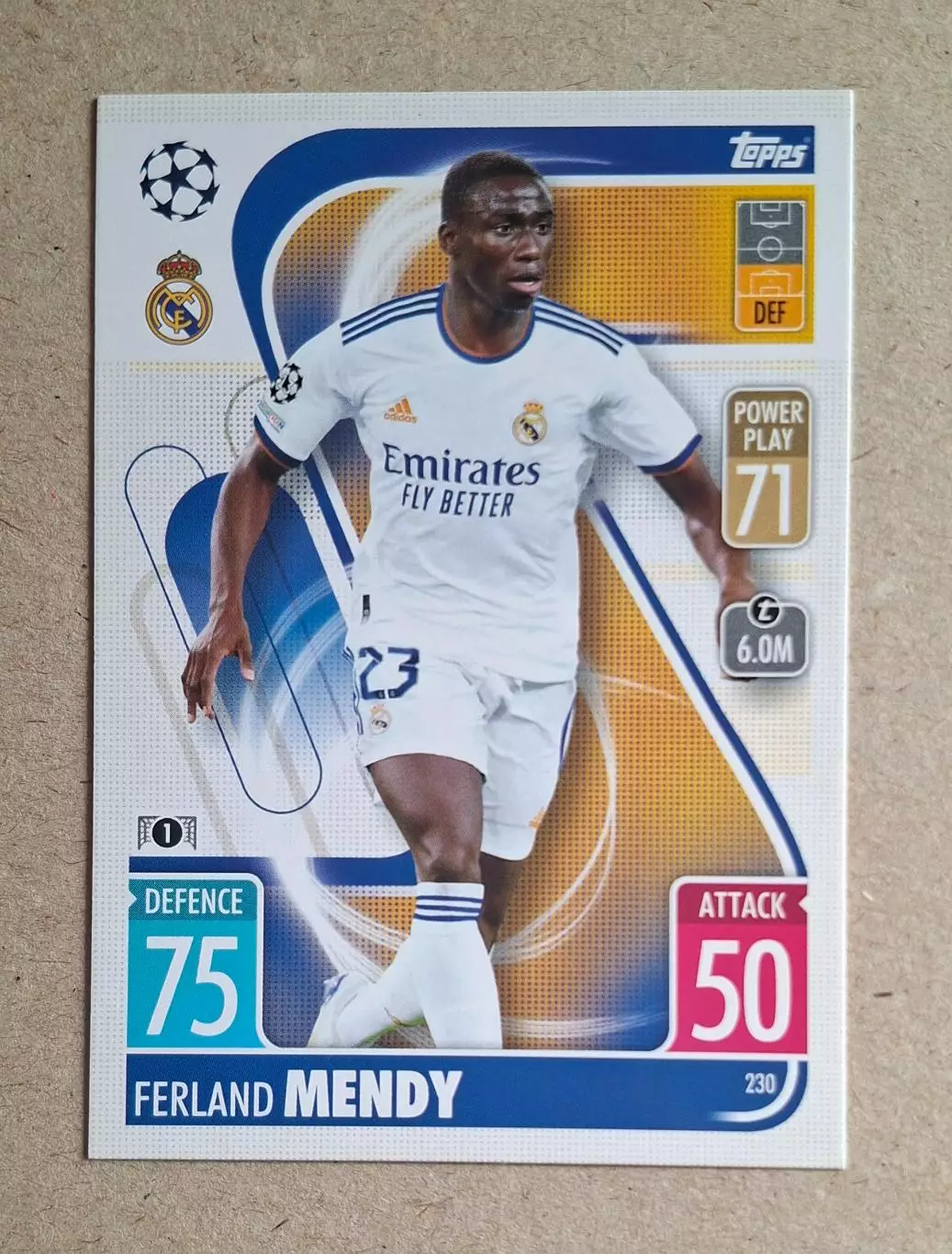 Картка Topps Ferland Mendy/Ферлан Менді Реал Мадрид Ліга Чемпіонів 2021/22