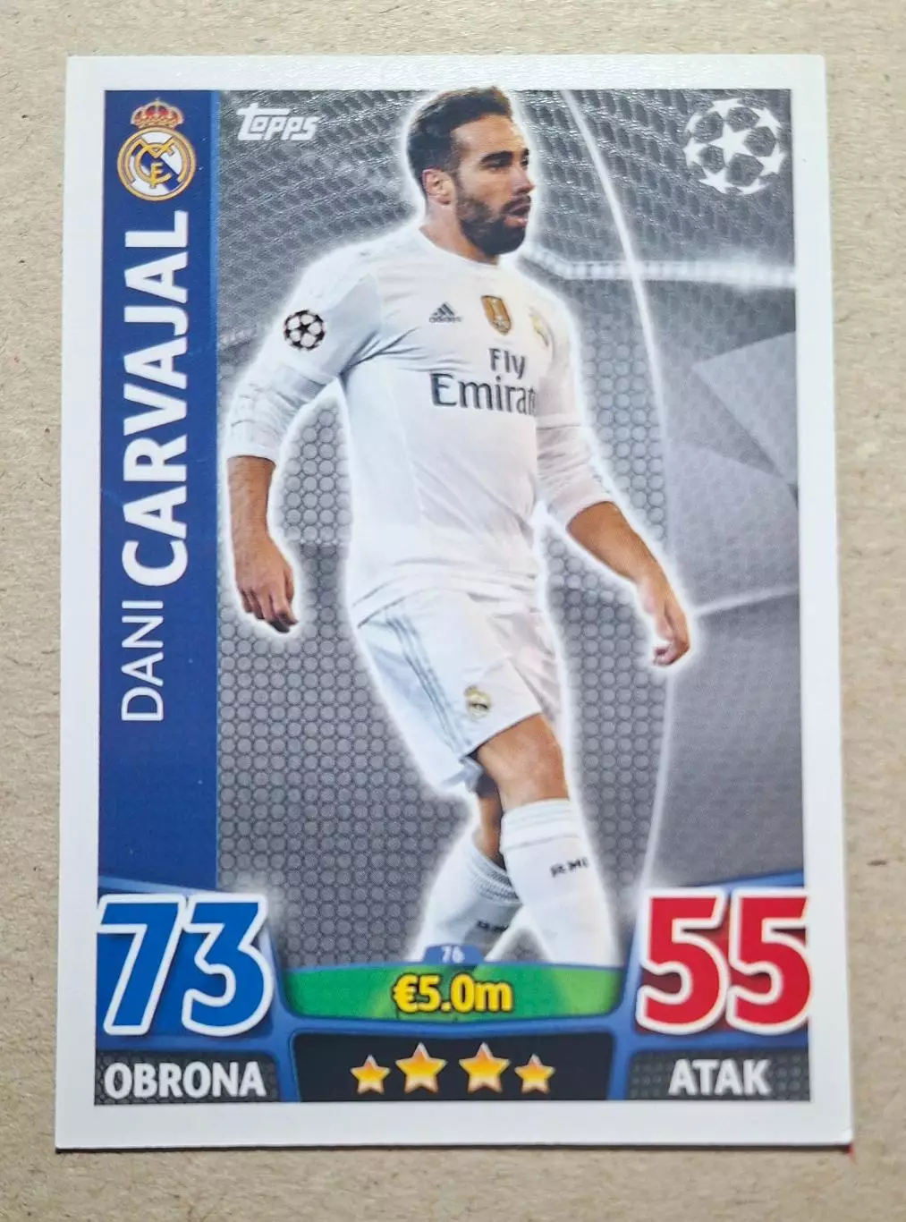 Картка Topps Carvajal / Карвахаль Реал Мадрид Ліга Чемпіонів 2015/16