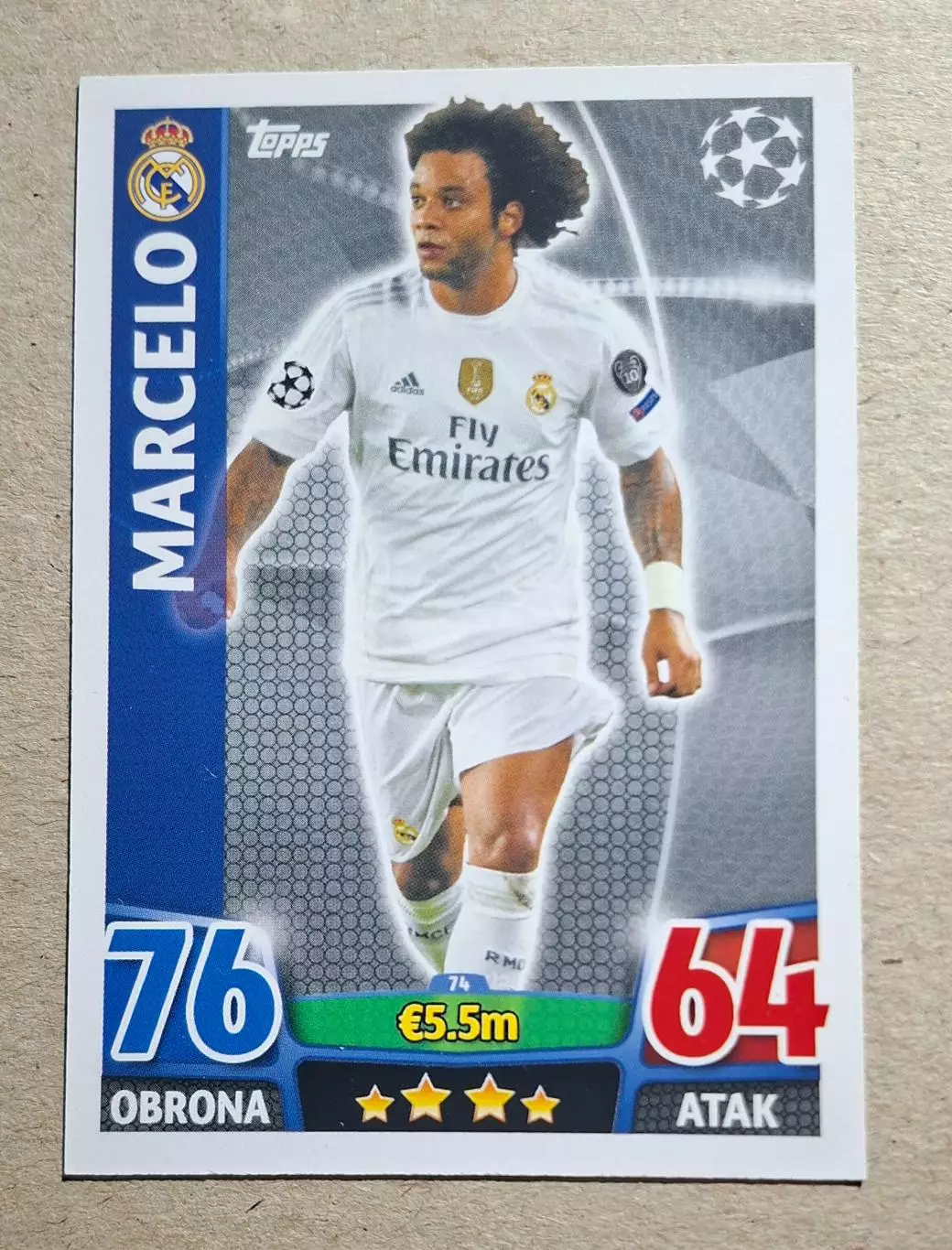 Картка Topps Марсело Реал Мадрид Ліга Чемпіонів 2015/16