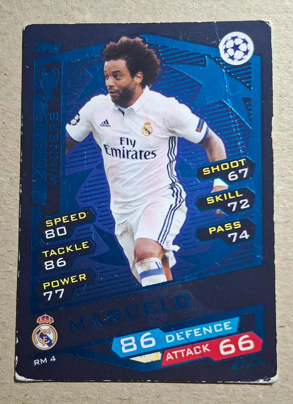 Картка Topps Марсело Реал Мадрид Ліга Чемпіонів 2016/17
