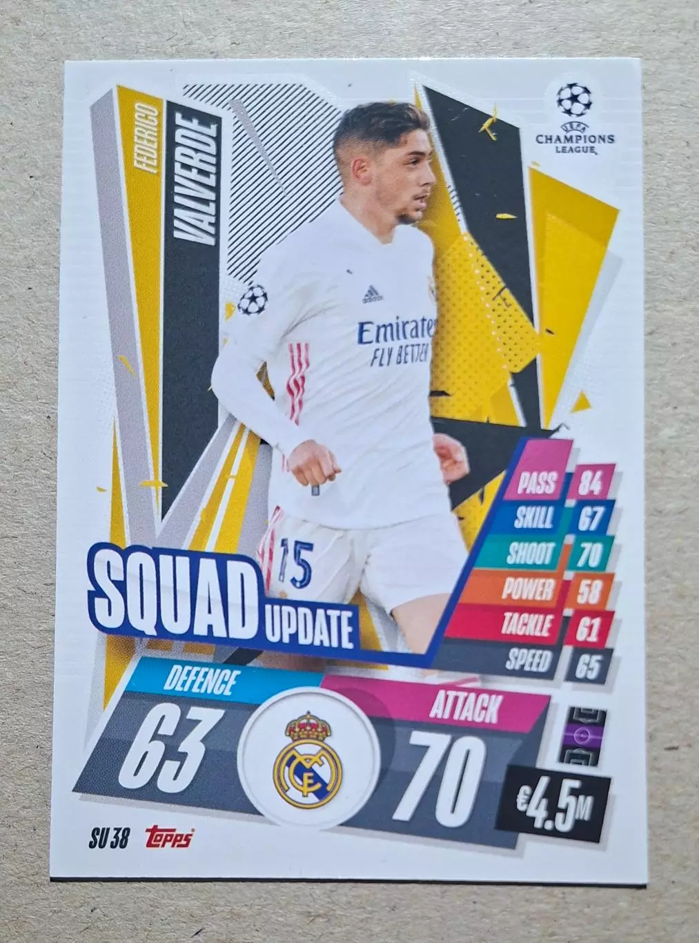 Картка Topps Valverde / Вальверде Реал Мадрид Ліга Чемпіонів 2020/21